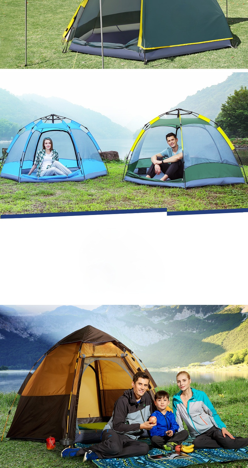 Cheap Goat Tents Outdoor Hexagonal 3 4 People Multi Person Automatic Rainproof Camping Family Leisure Tent Upgrade Tents 